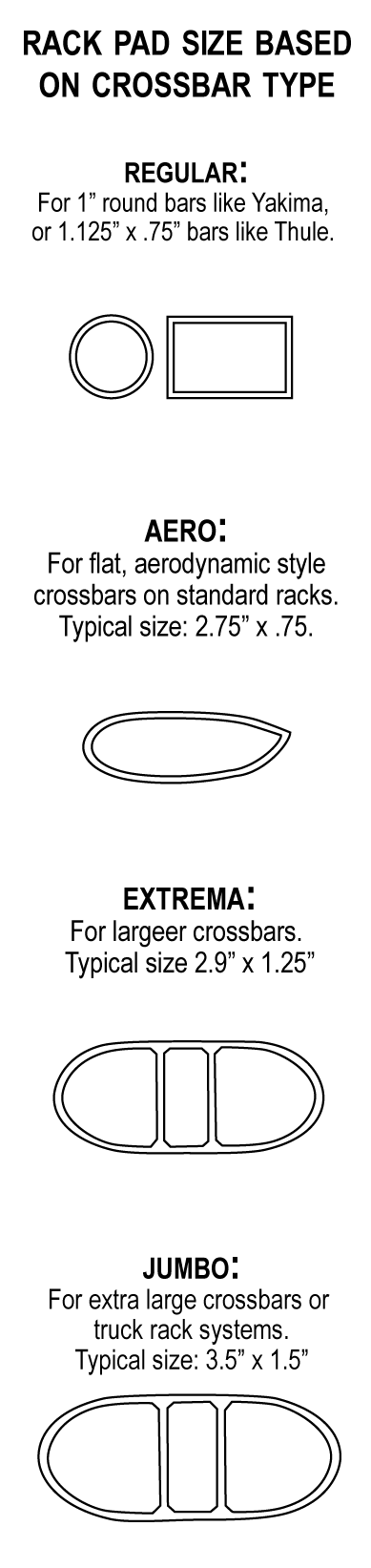 rack pad sizing chart for crossbar type